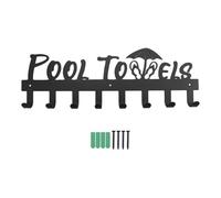 Cpolebev Portasciugamani da Piscina con 8 Ganci, Porta Asciugamani da Parete per Esterno o Bagno, Porta Asciugamani per Accappatoi Appesi