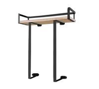 Cpolebev Portasciugamani in Metallo da 1 Pezzo per Bagno Montato A Parete con Ripiano in Legno per Asciugamani Pieghevoli, Nero
