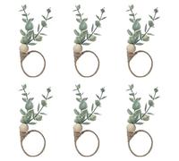 Cpolebev Porttovaglioli Set di 6 Portatovaglioli Rustici in Legno di Eucalipto Boho Leaf Wood Bead Portatovaglioli in Fattoria
