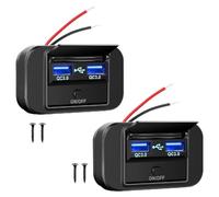 Cpolebev Presa USB per da 12 V 2 Pezzi Presa di Corrente per Caricabatteria da Auto USB Doppia QC3.0 da 36 W con Cappuccio