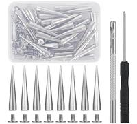 Cpolebev Punte Affusolate di Dimensioni + Rivetti Punk Borchie Rivetti, Punte In Metallo Argentato Fai da Te