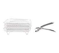 Cpolebev Rack per Friggitrice Ad Aria da 8 Pollici con Tre Ripiani Impilabili, Rack per Disidratatore Multistrato in Acciaio Inossidabile, Accessori per Friggitrice Ad Aria