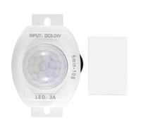 Cpolebev Rilevatore di Movimento A Infrarossi PIR DC5-24V Interruttore Timer di Spegnimento Automatico LED per la Casa Lampada con Sensore di Movimento PIR (Bianca)