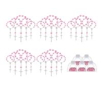 Cpolebev Rosario per Battesimo da 30 Pezzi Mini Rosario per Battesimo Rosari per Battesimo con Perline A Forma di Rosa con 30 Sacchetti di Organza