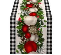 Cpolebev Runner da Tavola Natalizio Un Quadretti nel Bianca e Nero Un Quadri Decorazione Natalizia Un Quadri Decorazione per La Cucina della Casa Vacanza