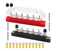 Cpolebev Sbarra Collettrice Batteria 6 X 1/4 Pollici (M6) Morsetti per Terminali Blocco di 'Alimentazione 12 V con Coperchio e Terminali Ad, Max 300 V CA Durevole Facile da Us