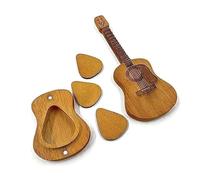 Cpolebev Scatola per Plettro per Chitarra In Legno Scatola per Plettro per Chitarra Acustica In Legno Porta Plettro In Legno Giallo Fatta A Mano