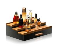 Cpolebev Scatola Portaoggetti in Legno per Cosmetici, Espositore per Profumi con Cassetto Nascosto, Scatola Portaoggetti A Gradini per Profumi