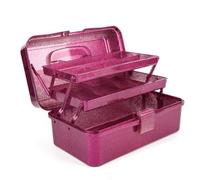 Cpolebev Scatola Portaoggetti per Attrezzi Artigianali e Rosa Glitterato, Scatola Portaoggetti Impilabile A 3 Strati, Organizer per Cucito per Arte