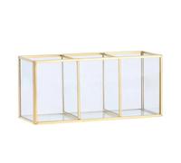 Cpolebev Scatola Portaoggetti per Pennelli da Trucco In Vetro Trasparente Contenitore per Cosmetici Dorato per Matite e Rossetti Organizer per Pennelli da Trucco