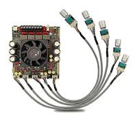 Cpolebev Scheda Amplificatore di Potenza Digitale AS21P Bluetooth 5.1 A 2.1 Canali TPA3255 DC 18-50V per Altoparlante del Subwoofer. Installazione Esterna Semplice.