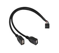 Cpolebev Scheda Madre 30CM 10 Pin Connettore Femmina a 2 Porte Dual USB 2.0 Adattatore Y Splitter Cable (10Pin / 2AM)