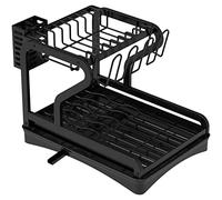 Cpolebev Scolapiatti per Bancone della Cucina, Set Scolapiatti a 2 Livelli con Scolapiatti a Doppio Strato, Portabicchieri, Scolapiatti