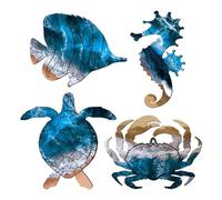 Cpolebev Sculture da Parete Decorazioni da Parete per Esterni in Metallo, Decorazioni per Il Mare in Piscina Spiaggia con Decorazioni in Metallo per Tartarughe Marine, Pesci e Granchi, Facili da