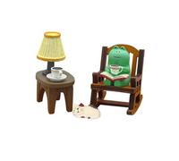 Cpolebev Sedia A Dondolo A Forma di Ranocchio con Lampada da Tavolo, Ornamento in Miniatura, Figurine d'Arte.