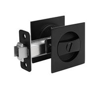 Cpolebev Serratura per Porta Tascabile, Hardware per Porta Tascabile Quadrato Moderno Nero Opaco, Serratura per Porta Tascabile Scorrevole Nera