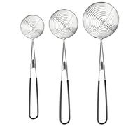 Cpolebev Set 3 Pezzi di Set di Cucchiai per Scremare Asiatico - in Acciaio Inossidabile con Colino Rotondo in Acciaio Inossidabile, Cucchiaio a Rete