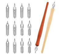 Cpolebev Set di 10 Penne A Immersione, Portapenne con Pennino, Set di Pennini per Fumetti, Set di Pennini per Inchiostro, Pennini per Calligrafia, Penna da Disegno In Legno