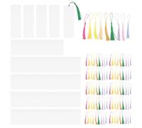 Cpolebev Set di 100 Segnalibri Vuoti Pacco Materiale Segnalibri In Carta Fatta A Mano con Nappine Colorate per Fai da Te e Etichette Regalo