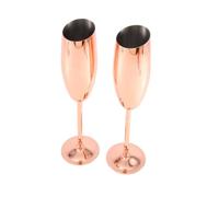 Cpolebev Set di 2 Bicchieri da Flauto da Vino in Acciaio Inossidabile Champagne Infrangibile in Rosa Infrangibile