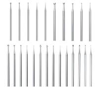 Cpolebev Set di 24 Frese con Gambo da 3/32 Pollici, Comprende Frese A Sfera, Punte per Incastonatura, Fresa A Tazza Rotonda, Frese Hart A 90º e Kit di Frese A Forma di Gemma