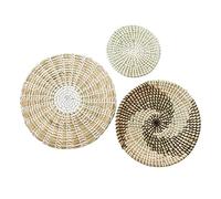 Cpolebev Set di 3 Cestini nel Vimini per Decorazioni da Parete Cestini Piatti Appesi nel Tessuto Naturale di Alghe Marine Cestino Rotondo Boho per Decorazioni da Parete