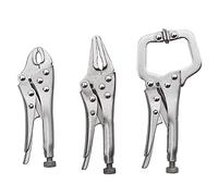 Cpolebev Set di 3 Pinze di Bloccaggio Mini Morsa, Pinze A Ganasce Curve e Morsetto A Becco Lungo e Morsetto A C, Morsetto per Saldatura di Bloccaggio Assortito