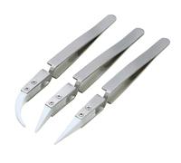 Cpolebev Set di 3 Pinzette Rovesciate In Ceramica Argentata, Resistenti Alle Alte Temperature e Non Conduttive.