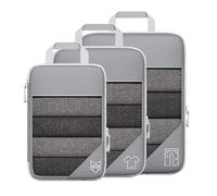 Cpolebev Set di 3 Portatili da Viaggio Comprimibili, Set di Organizer per Bagagli In Rete, Grigio Resistente.