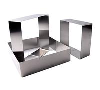 Cpolebev Set di 3 Stampi per Torta, Stampo Quadrato per Mousse per Torta in Acciaio Inossidabile Antiaderente per Dessert Stampo per Pasticceria Strumento di Cottura
