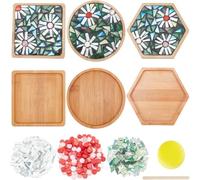 Cpolebev Set di 3 Stili di Mosaico DIY Set di Sottobicchieri in bambù con Mosaico Floreale per La Decorazione Domestica Artistica Fatta A Mano