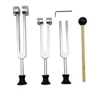 Cpolebev Set di 4 Diapason (128Hz, 256Hz, 512Hz) con Diapason per Strumento di Vibrazione del Suono con Base,