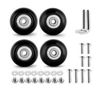 Cpolebev Set di 4 Ruote di Ricambio per Bagagli da 50 mm con Kit di Riparazione Cuscinetti da 6 mm ABEC 608Zz In Gomma Nera per e Pattini In