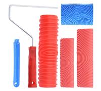 Cpolebev Set di 4 Strumenti per Pittura un Grana del Legno, Rullo con Motivo un Grana M21 MS16 con Manico, per Mobili da Pavimento DIY per La Casa