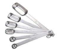 Cpolebev Set di 6 Cucchiai Dosatori in Acciaio, Cucchiai Dosatori con Manico Lungo, Cucchiaio in Metallo