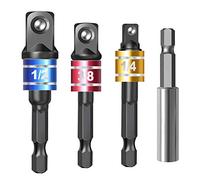 Cpolebev Set di Adattatori per Presa per Driver un Impatto Da 4 Pezzi con Supporto per Prolunga Magnetica per Attacco Esagonale Da 1/4 di Pollice nel Presa Quadrata