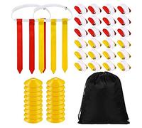 Cpolebev Set di Cinture e Bandiere da Calcio per 24 Giocatori, Include 24 Cinture, 72 Bandiere 18 Coni con Borsa per Il Trasporto Bandiera da Rugby in PVC per L'Allenamento degli Adolescenti