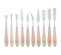 Cpolebev Set di Coltelli per Pittura - 10 Pezzi Spatola In Acciaio Inossidabile Spatola Strumenti per Pittura Coltelli In Metallo Manico In Legno Durevole Facile da Installare Facile da Usare