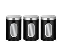 Cpolebev Set di Contenitori da Cucina da 3 Pezzi con Coperchi Sicuri e Finestra di Visualizzazione in Acciaio Inossidabile, Adatti per, tè, caffè, ECC. Barattoli per la Conservazione di più A