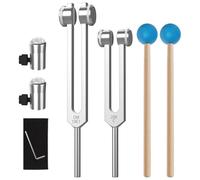 Cpolebev Set di Diapason OM136.1hz 256hz Diapason Energetici per L'Accordatura Dei Chakra con Piedini In Pietra Preziosa Naturale Adatti per La Terapia del Suono, Yoga