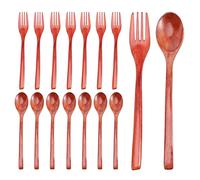 Cpolebev Set di Forchette di Cucchiai di Legno da 16 Pezzi, Compresi Cucchiai di Legno e Forchette di Legno Set di Utensili nel Legno Giapponesi Riutilizzabili Fatti Un Mano