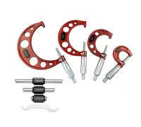 Cpolebev Set di Micrometri Esterni da 4 Pezzi da 0-25mm-50mm-75mm-100mm con Standard, Fermo A Cremagliera In Metallo, Intervallo da 0-100mm, Graduazione da 0.01mm.