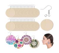 Cpolebev Set di Orecchini Rotondi da 400 Pezzi Set di Orecchini Rotondi Vuoti Set di Orecchini Pendenti Personalizzati Creativi In Legno Non Finiti In Legno