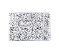 Cpolebev Set di Perline di Plastica Acrilica Set di Perline Acriliche Piatto Rotondo Nero Lettera Alfabeto Inglese Gioielli Fai da Te Braccialetti Creazione di Collane