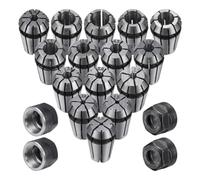 Cpolebev Set di Pinze A Molla ER11 con Dado di Serraggio M14 per Fresatura e Incisione CNC, 19 Pezzi Come Mostrato, da 1,0 A 7,0 mm e 1/4, 1/8 Pollici.