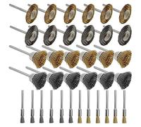 Cpolebev Set di Spazzole Metalliche 36 Pezzi/Set, Set di Spazzole Metalliche e nel, Accessori per Utensili Rotanti per Strumenti di Lucidatura e Pulizia