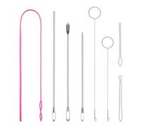 Cpolebev Set di Strumenti per Infilare Cordoncino, Ganci per Girare Il Passante per Cucire in Acciaio Inossidabile con Chiusura, Infila Cordoncino Flessibile