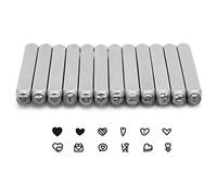 Cpolebev Set di Timbri nel Metallo un Forma di Cuore () da 12 Pezzi, Kit di Timbri nel Metallo da 3 Mm (1/8 di Pollice) per Punzonatura Dei Metalli