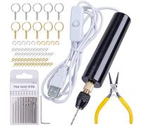 Cpolebev Set di Trapani Elettrici in Resina da 74 Pezzi, con Morsetto A 3 Griffe, Applicabili A un Intervallo di Perforazione Più Ampio (0-3 Mm), Kit per La Creazione di