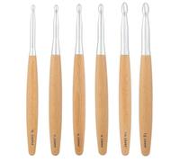 Cpolebev Set di Uncinetti con Manico in Legno di Faggio 6,5 Mm, 7,0 Mm, 8,0 Mm, 9,0 Mm, 10,0 Mm, 12,0 mm